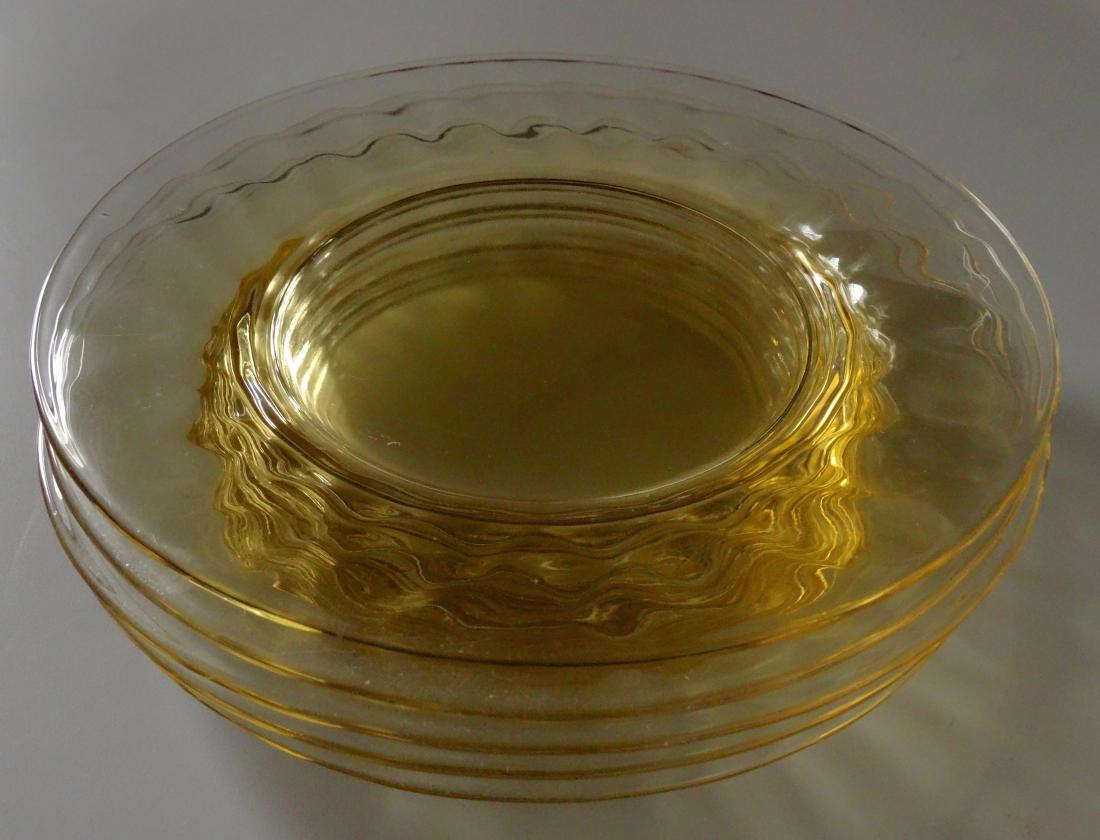 Vintage Yellow Depression Glass Salad Plate Lot of 5: Vintage Yellow Depression Glass Salad Plate Lot of 5 Plates Approximately 8 1/16 inches in diameter.