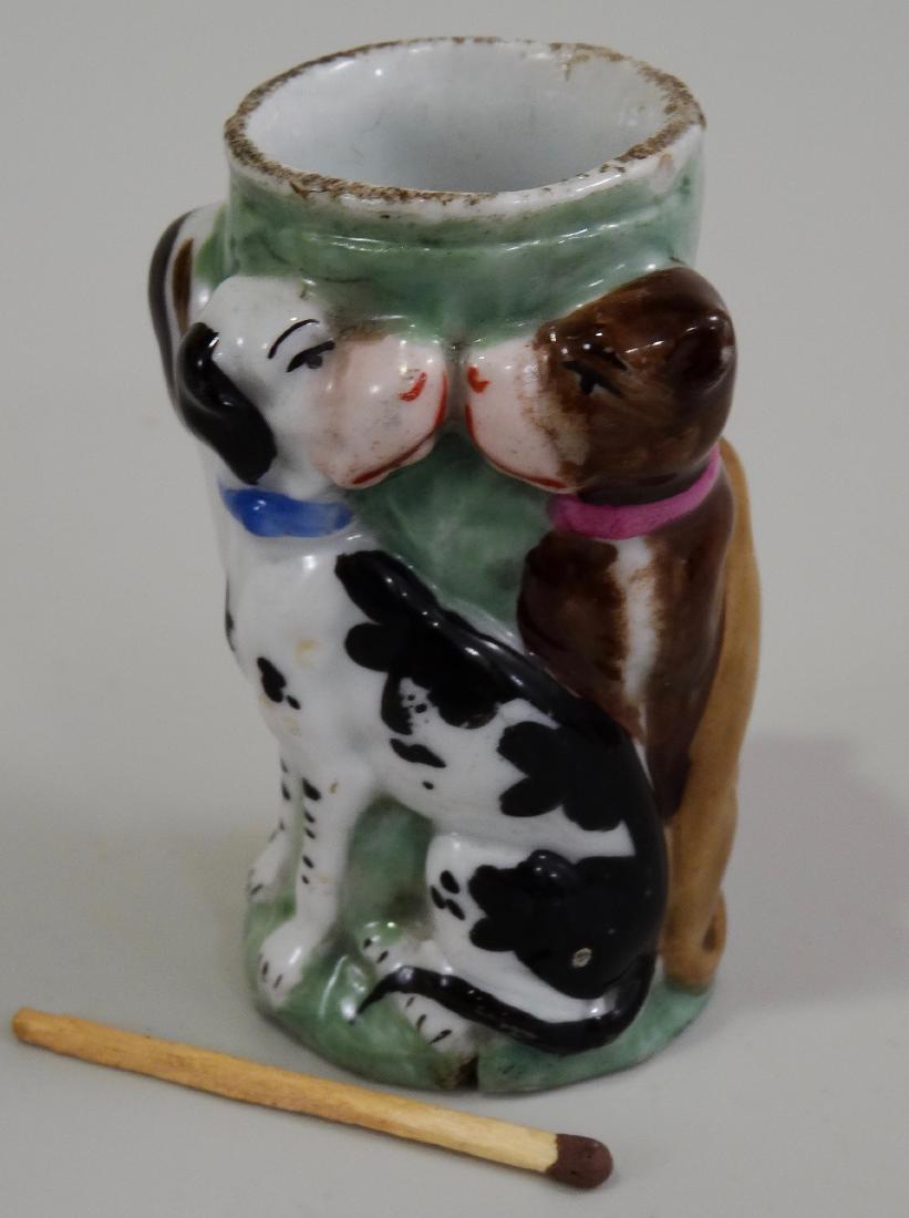 Antique Staffordshire Style Porcelain Vesta Dog Match (1 of 8)