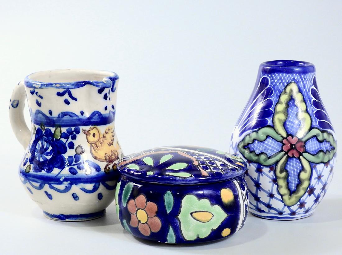 Mexican Hand Painted Signed Ceramic Folk Pottery Lot of (1 of 3)