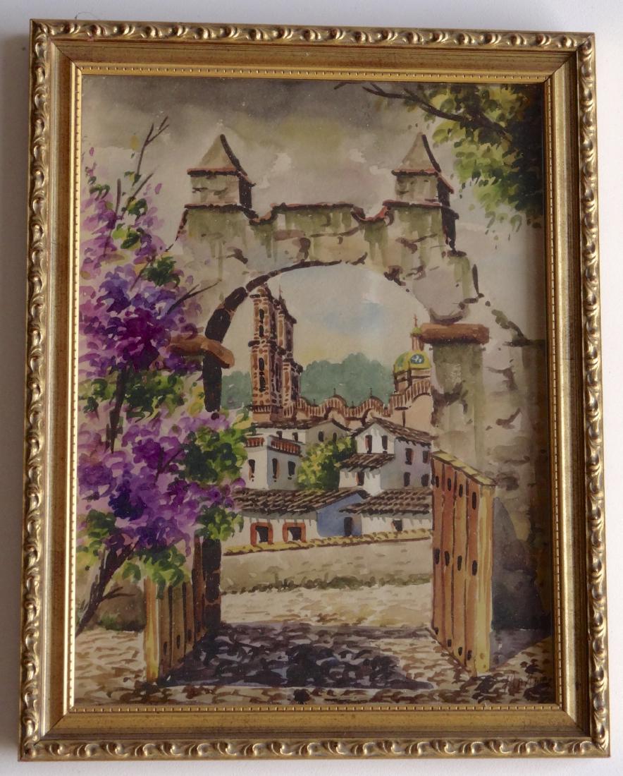 Antique Framed Mexico Watercolor Architectura: Antique Framed Mexico Watercolor Architectural Approximately 11 x 14 inches framed.