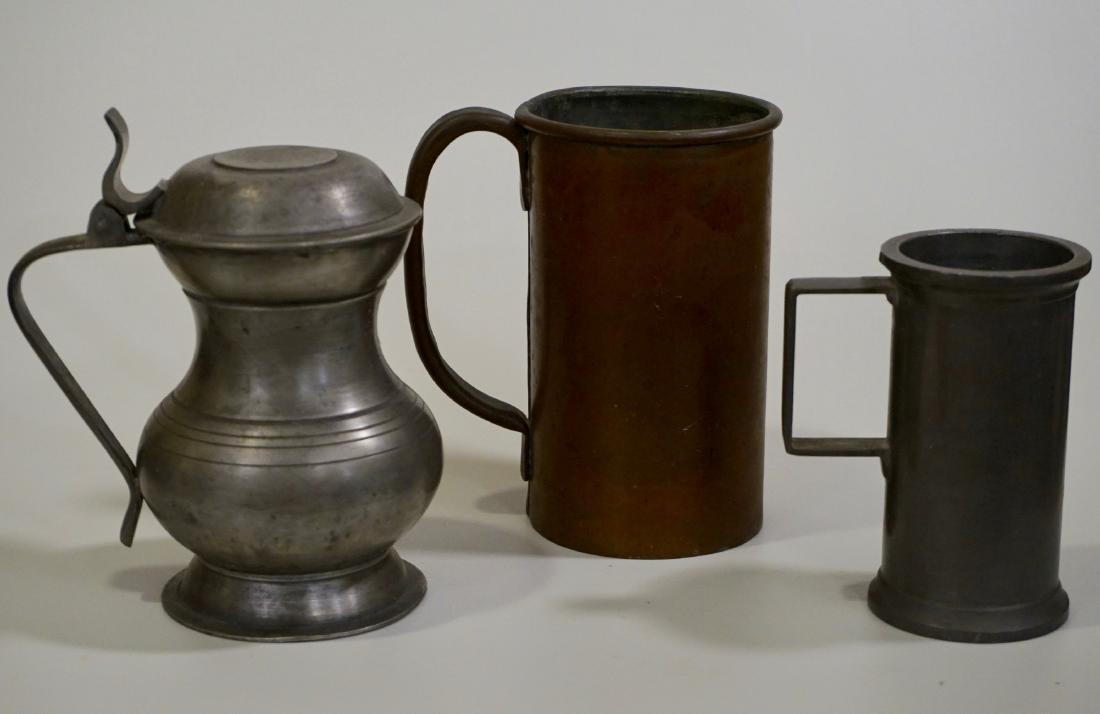 Pewter Stein Antique Brass Tankard Mugs Lot of 3 (1 of 8)