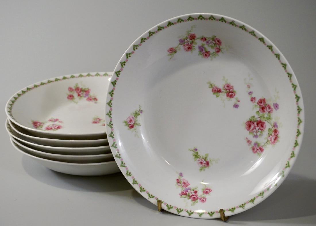 Antique French Porcelain Limoges Soup Bowls Plate Set: Antique French Porcelain Limoges Soup Bowls Plate Set of 6 Plates Approximately 7 1/2 inches.