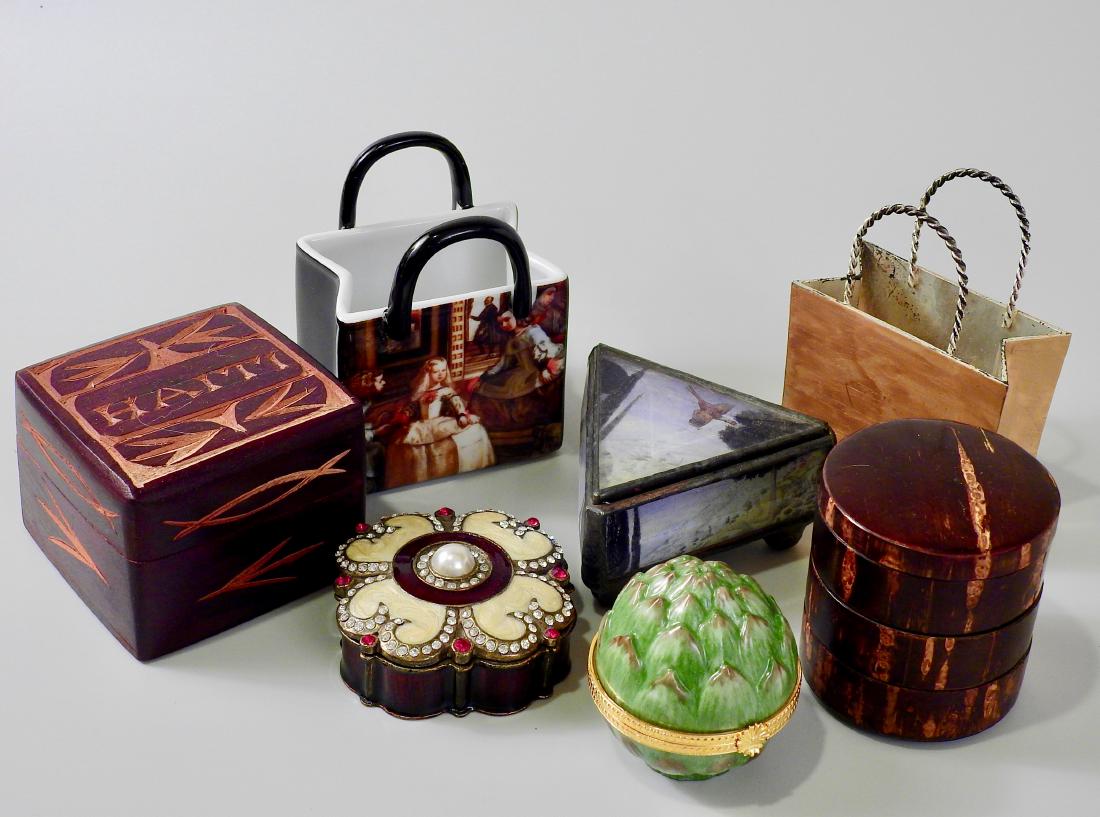 Lot of Small Souvenir Trinket Boxes and Modern Table (1 of 3)