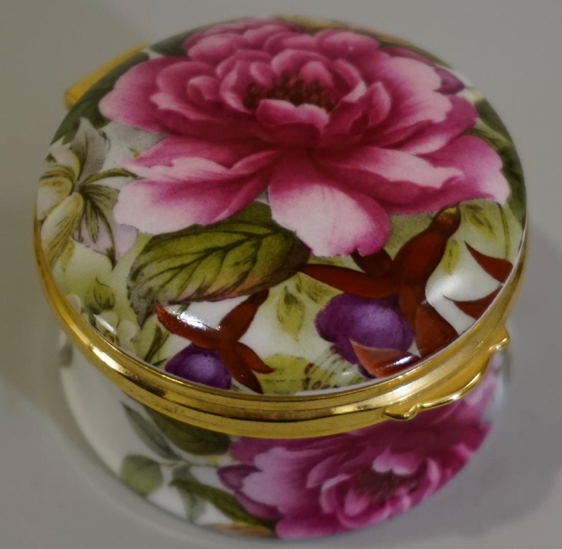 PS Fine Bone China English Round Pill Trinket Box: PS Fine Bone China English Round Pill Trinket Box Approximately 1 3/8 x 2 1/8 inches in diameter.