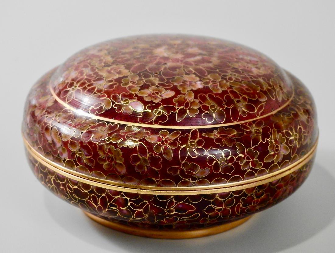 Chinese Cloisohne Enamel Round Trinket Vanity Box (1 of 4)