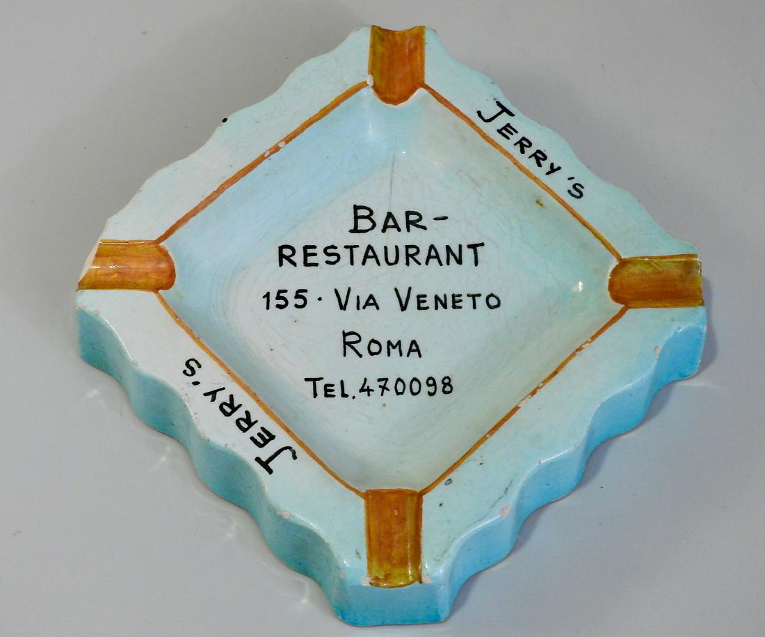 Dolce Vita 60s Memorabilia Vintage Via Veneto Rome: Dolce Vita 60s Memorabilia Vintage Via Veneto Rome Original Italian Bar Restaurant Ashtray Approximately 5 1/2 x 5 1/2 inches.