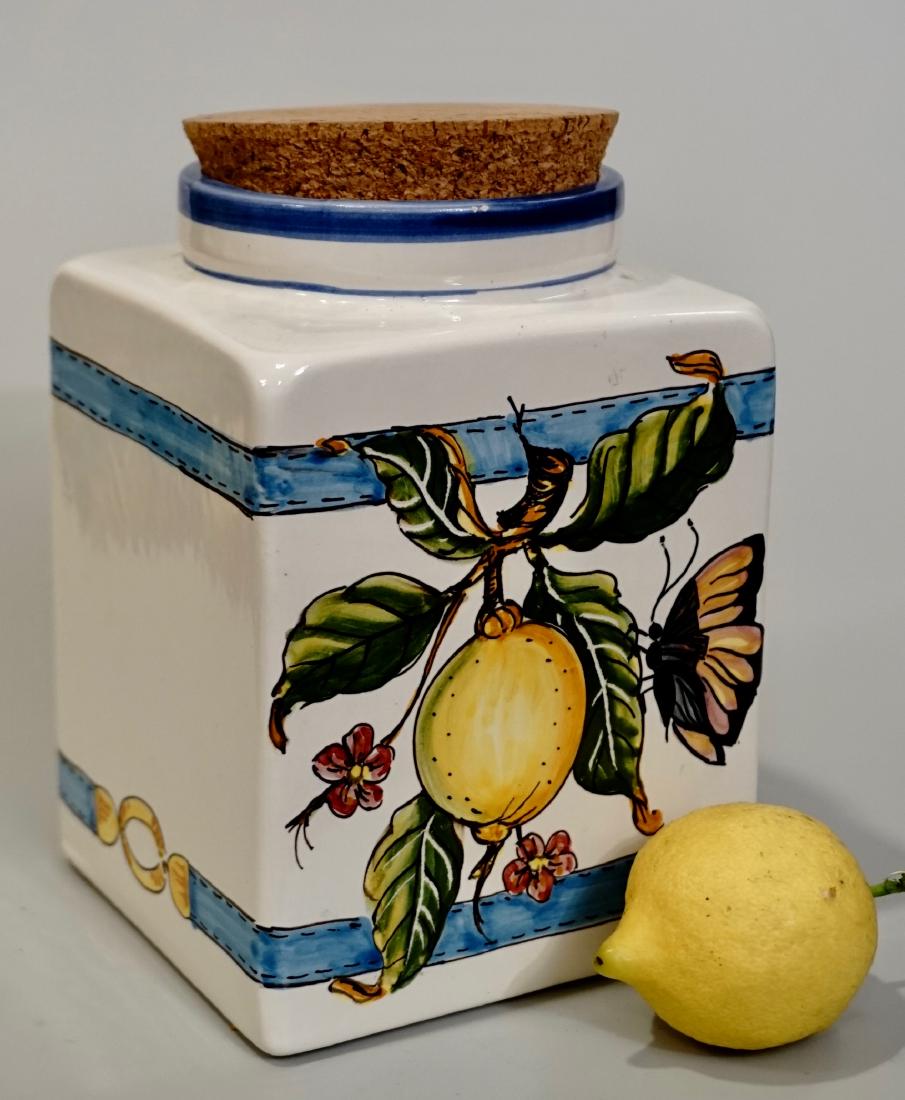 Large Italian Limoni Kitchen Container Hand Painted (1 of 6)