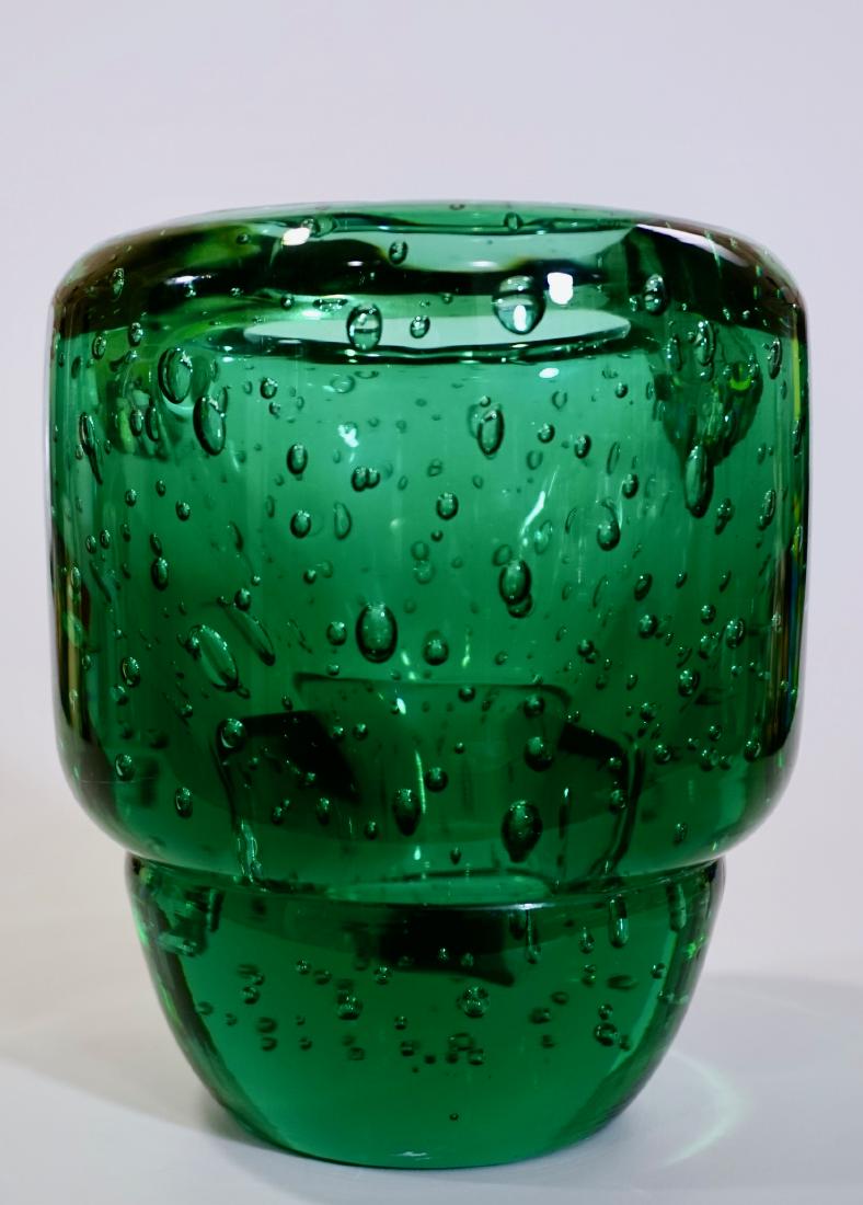 Vintage Mid Century Emerald Green Bubbles Art Glass (1 of 5)