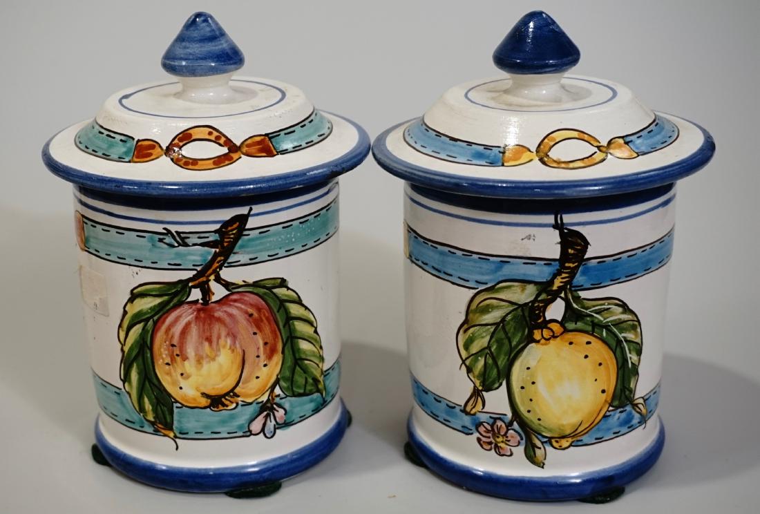 Pair Italian Hand Painted Kitchen Containers Lemon (1 of 5)