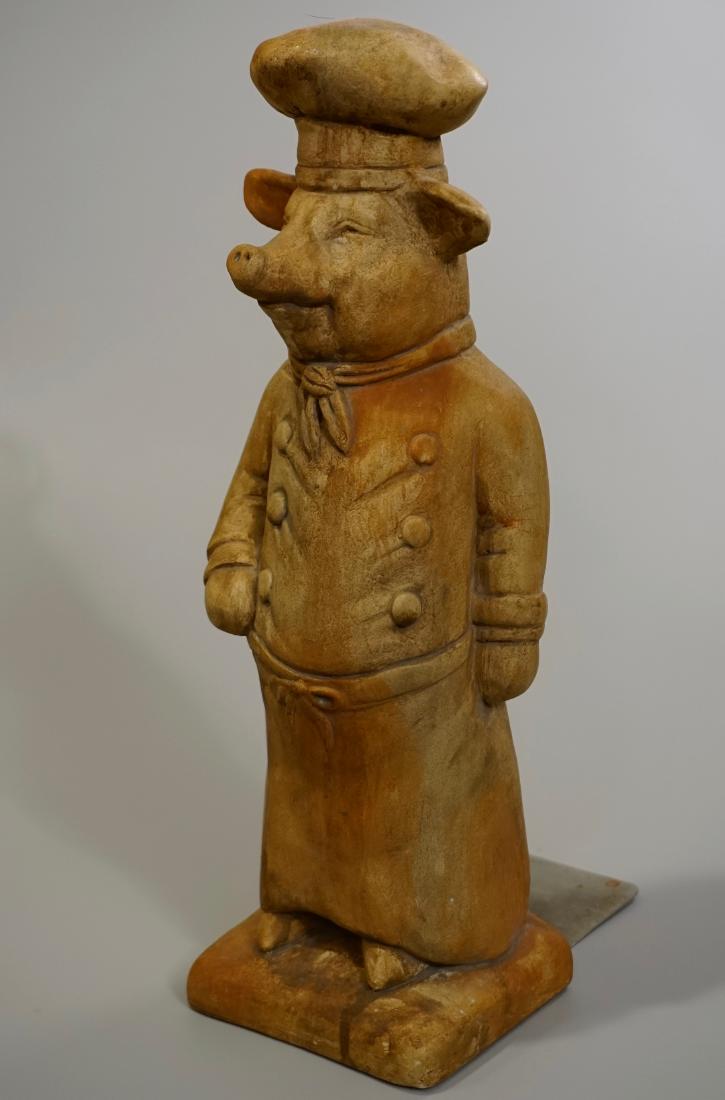 Terracotta Painted Pig Chef Statue Doorstop Heavy Cast (1 of 6)