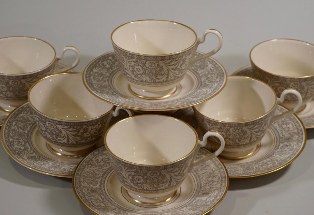 Renaissance Grey by Franciscan Footed Demitasse: Renaissance Grey by Franciscan Footed Demitasse Porcelain Tea Cup & Saucer Lot of 7 Saucers are 6 inches in diameter; cups 2 7/16 inches tall x 3 1/2 inches in diameter.