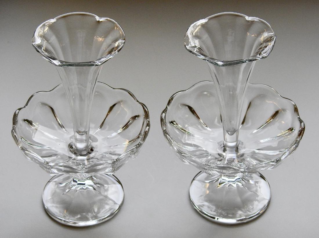 Clear Pressed Glass Compote Removable Epergne Vase Pair Mar 27, 2018