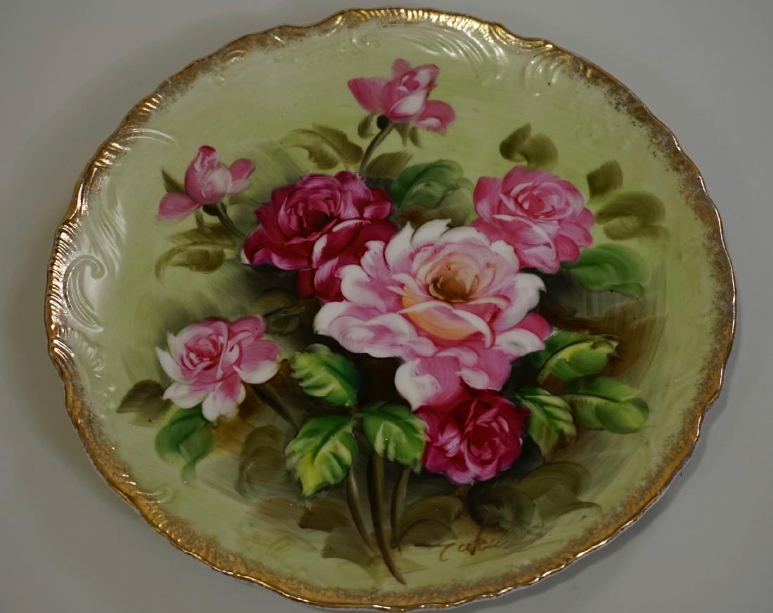 Fine Antique Hand Painted Roses Porcelain Plate Artist (1 of 4)