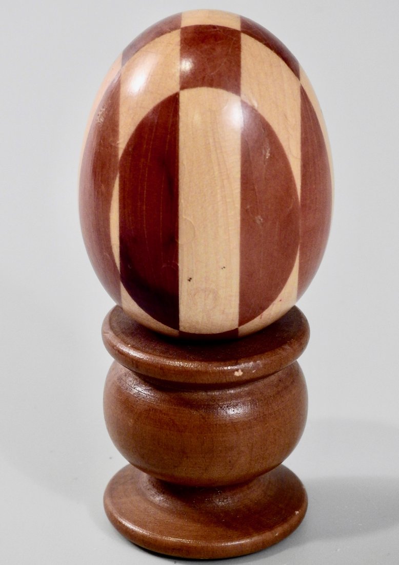 Vintage Wooden Puzzle Easter Egg on Hallmark Stand (1 of 4)