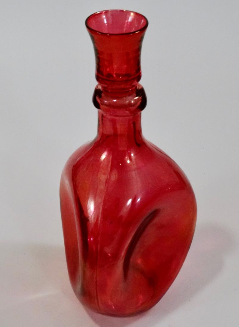 Mid Century Vintage Blenko Pinched Decanter Ruby (1 of 8)