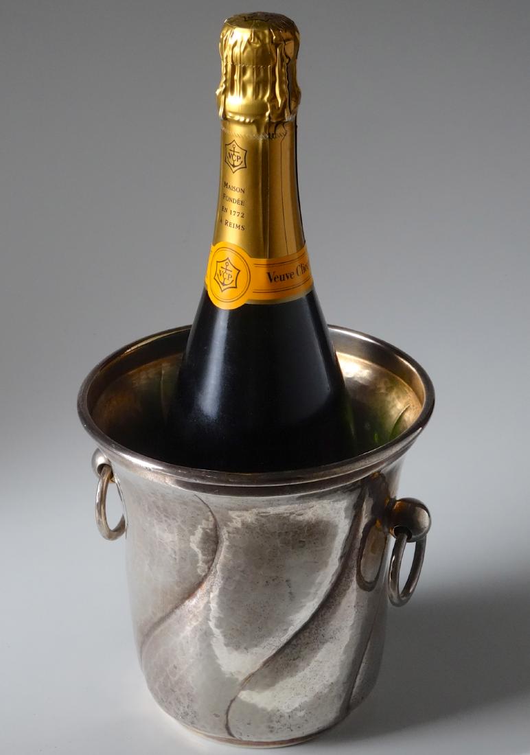 Italian Designer Silver Plate Champagne Ice Bucket Wine: Italian Designer Silver Plate Champagne Ice Bucket Wine Cooler Hand Chiseled Signed Approximately 6 1/4 inches tall; 6 1/16 inches in diameter