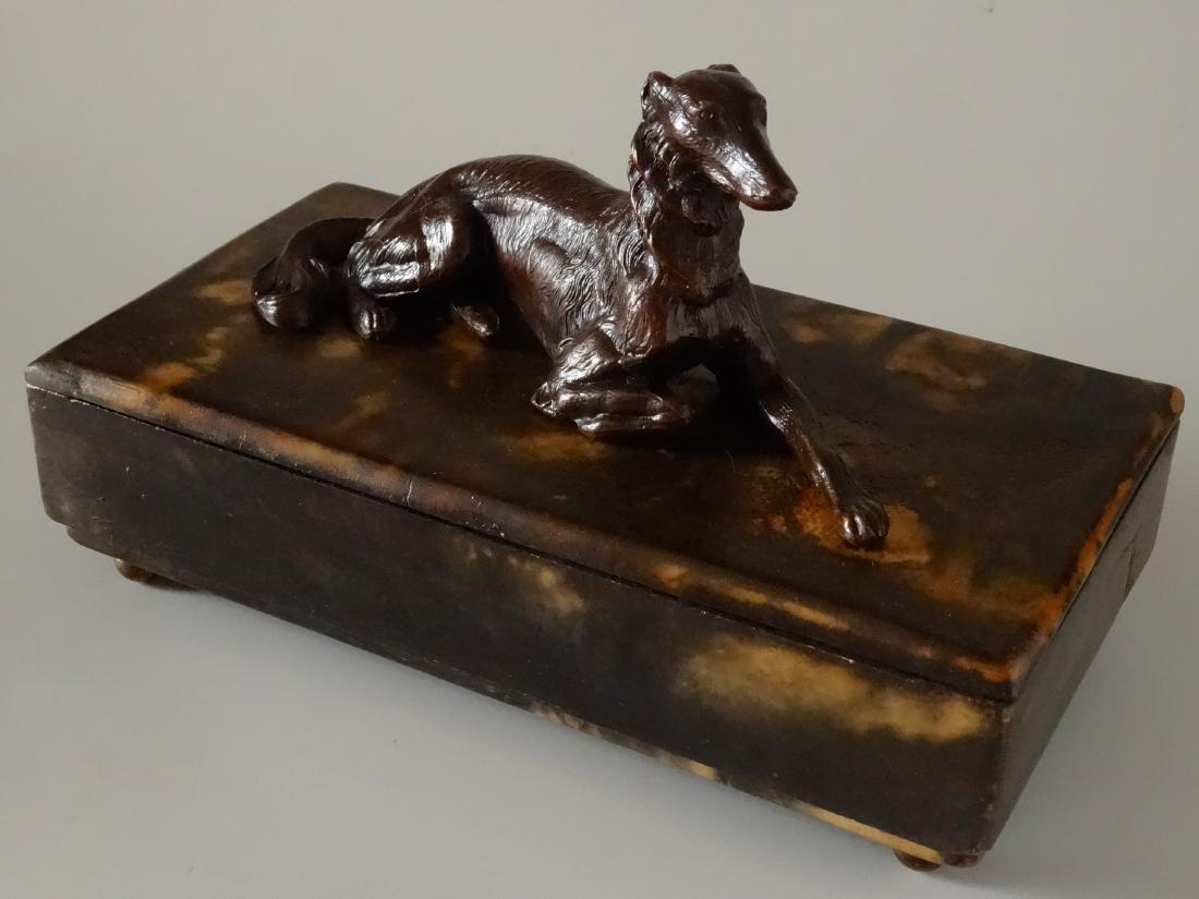 Antique Russian Borzoi Dog Figural Marble Trinket Box (1 of 9)