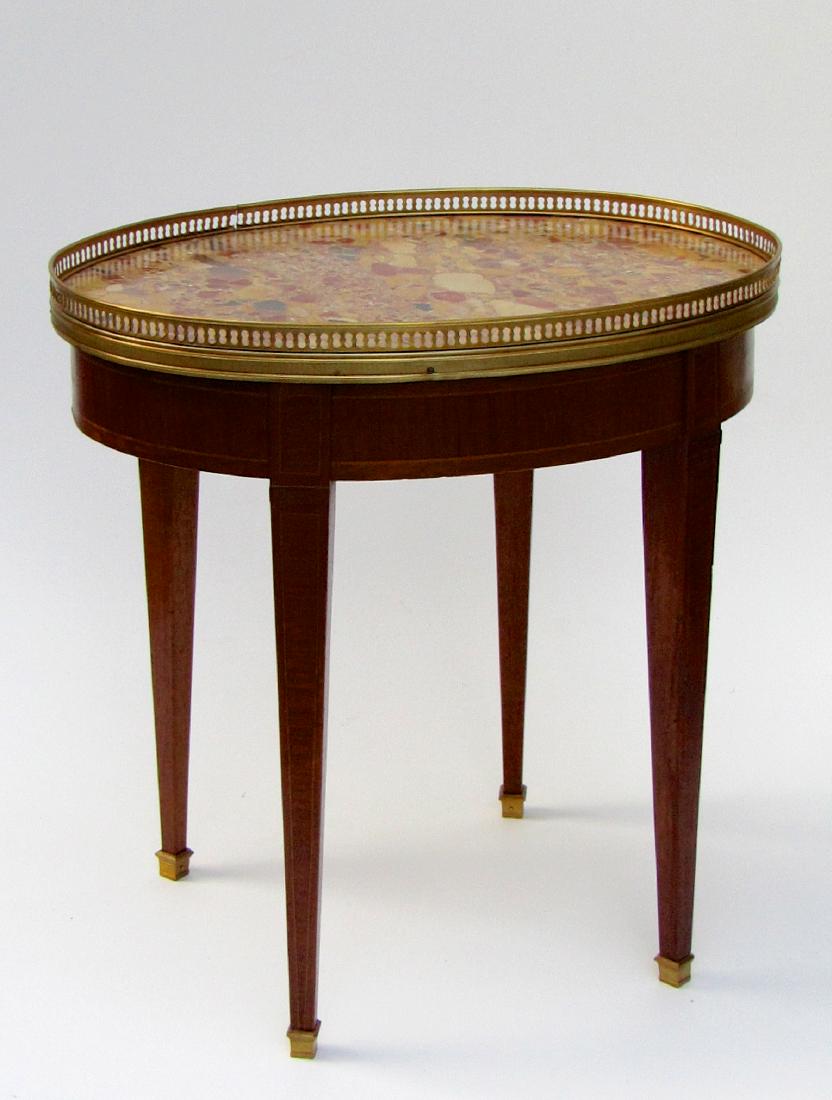 French Oval Marble Top Gallery Side Table (1 of 9)