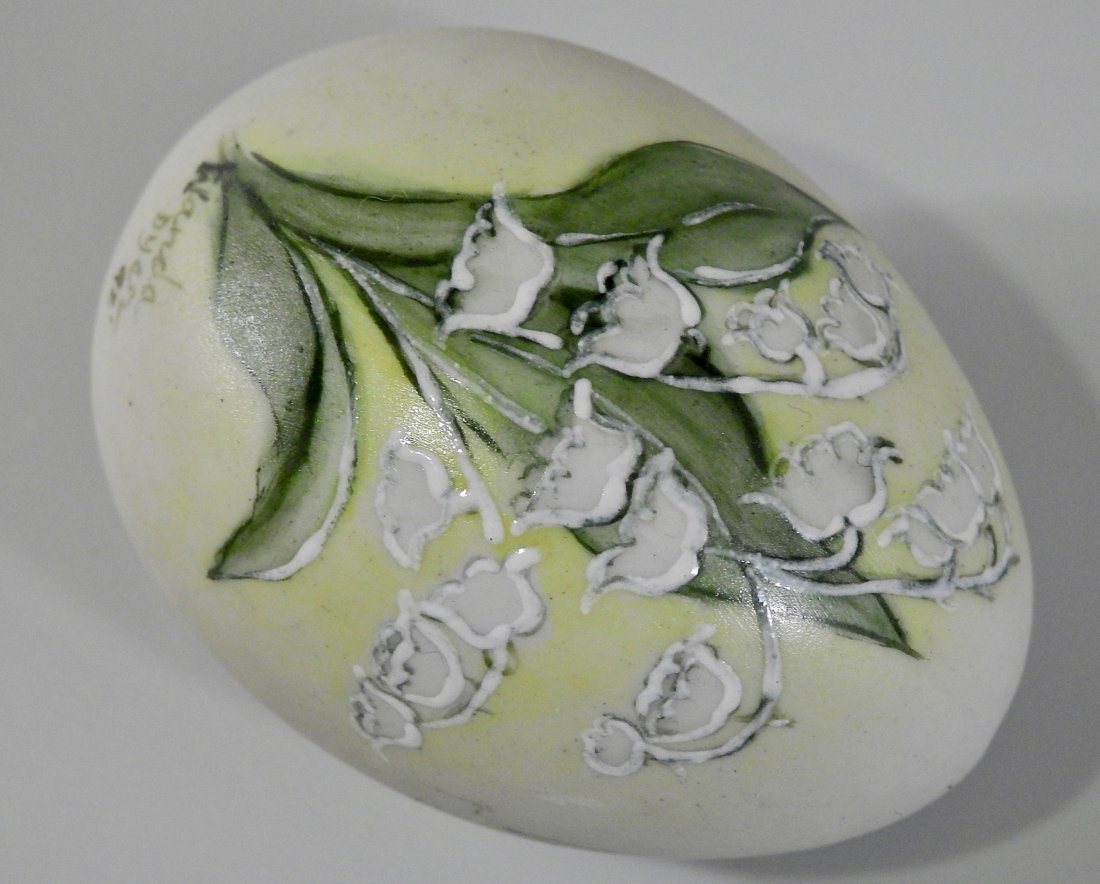 Lily of Valley Hand Painted Porcelain Easter Egg Signed (1 of 4)