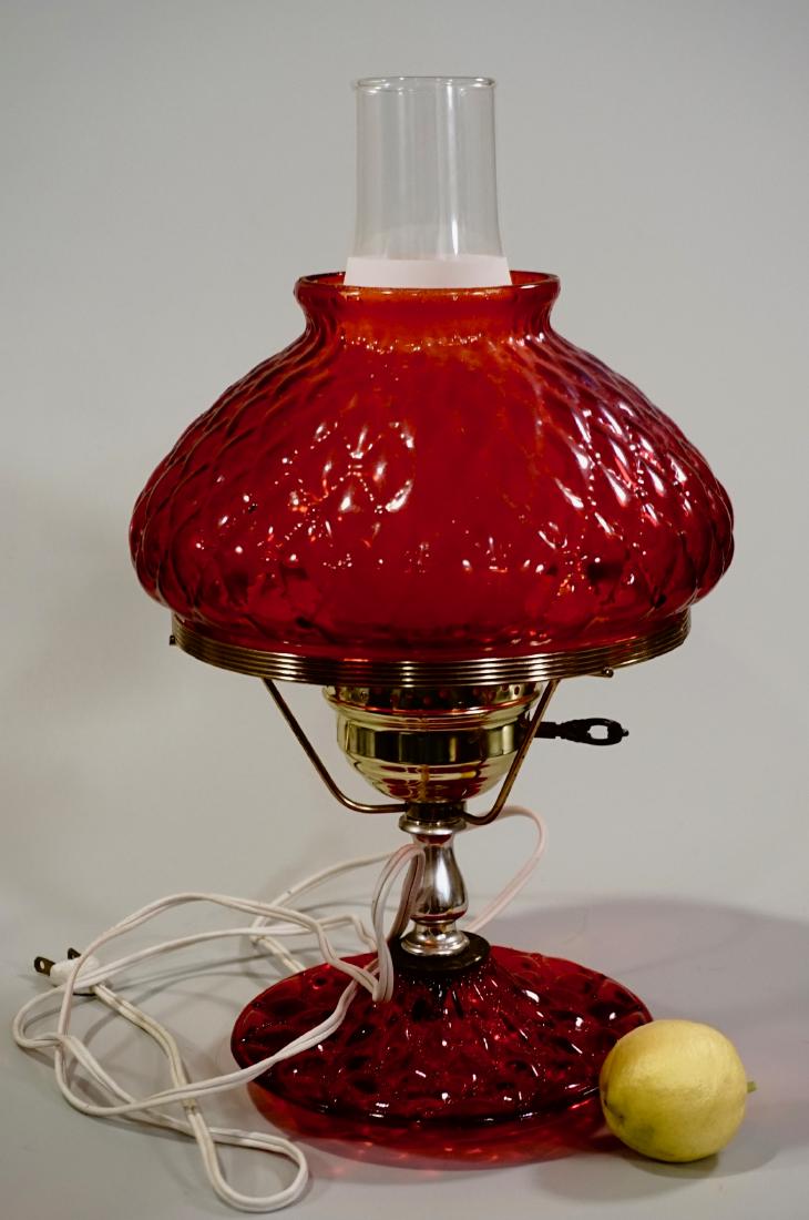 Ruby Flashed Kerosene Style Table Lamp (1 of 4)