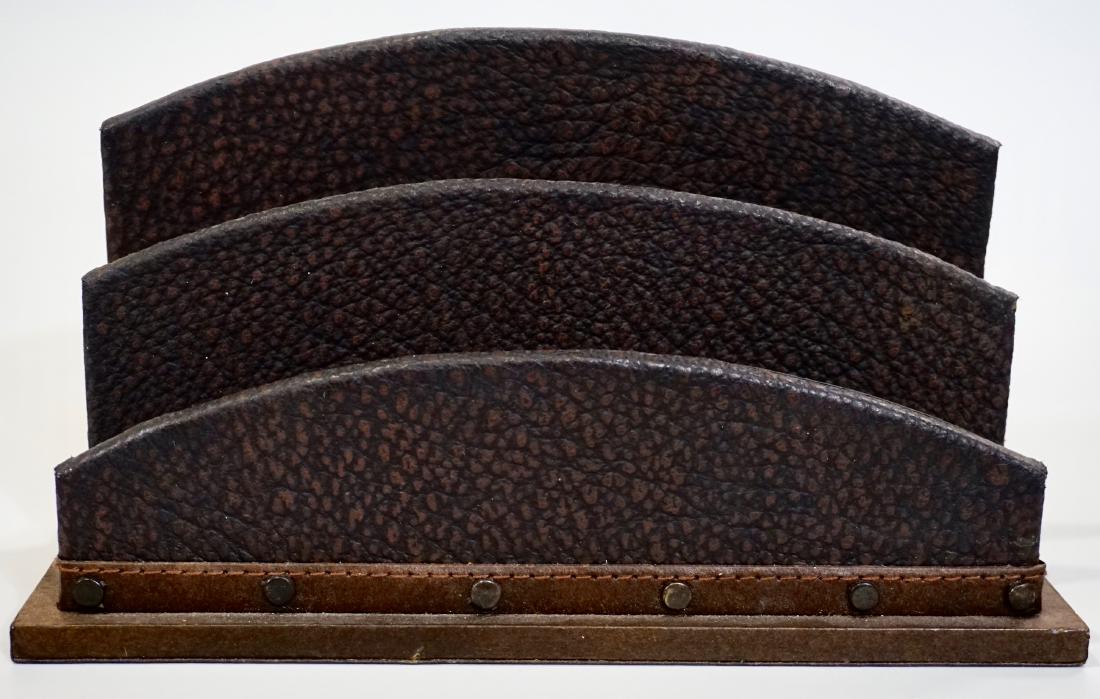 Italian Art Deco Style Embossed Leather Letter Rack (1 of 5)