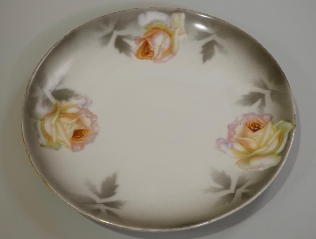 P V Vessra German Jugendstil Porcelain Plate Grey Faded: P V Vessra German Jugendstil Porcelain Plate Grey Faded Roses Border Kloster Vessra China Factory, Thuringia Approximately 8 3/4 inches in diameter.
