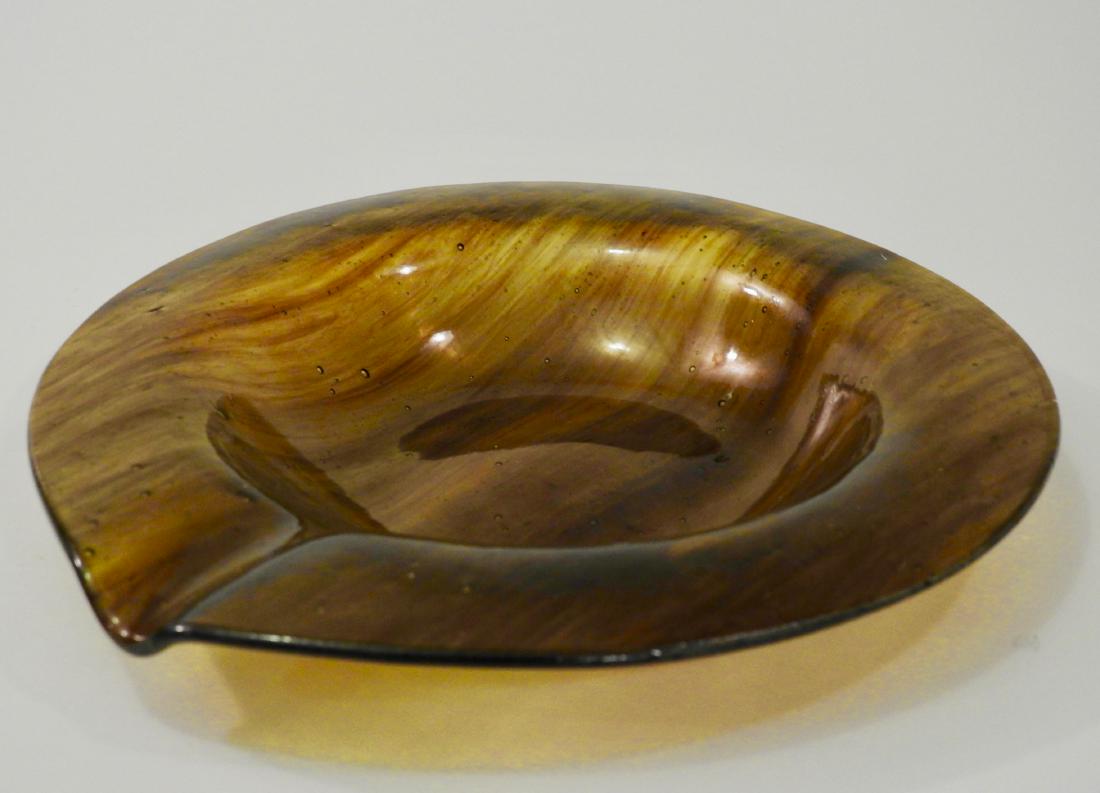 Italian Tortoise Amber Art Glass Ashtray: Italian Tortoise Amber Art Glass Ashtray Approximately 6 3/16 x 6 inches.
