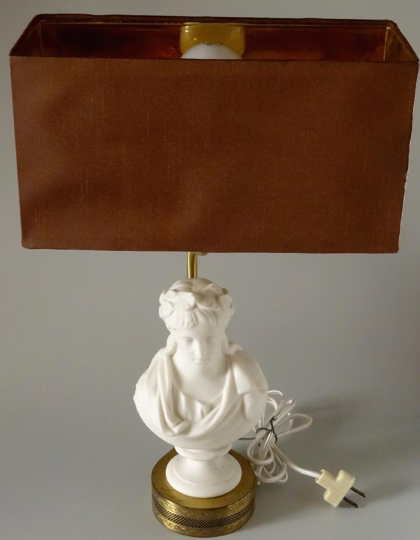 Antique Parian Roman Triumphator Bust As a Lamp: Antique Parian Roman Triumphator Bust As a Lamp Bust is approximately 8 inches; 19 1/16 inches overall.