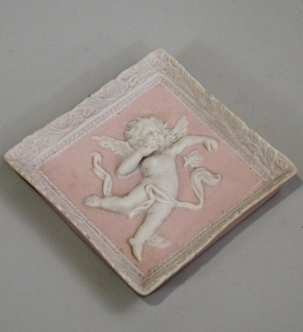 Pink Bisque Wall Plaque Cherub Angel 3d Figurine (1 of 5)