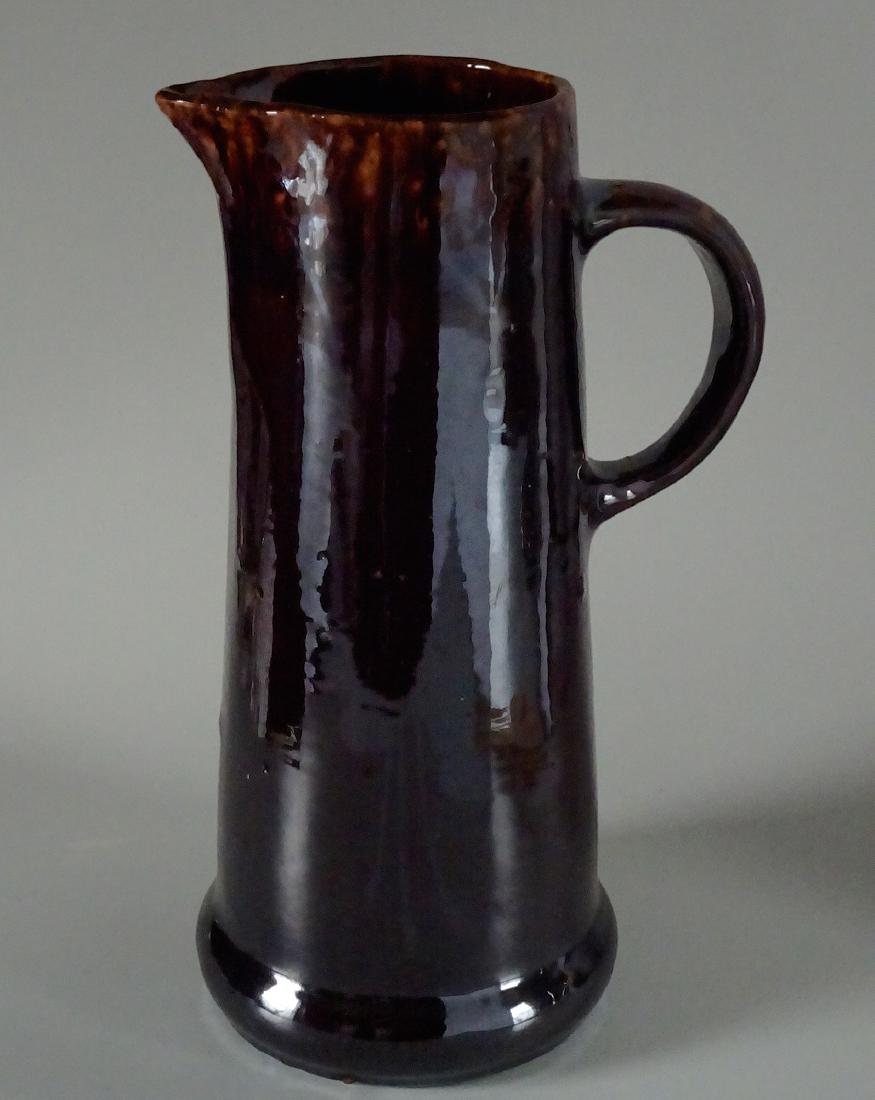 Earthenware Pottery Dark Brown Rockingham Glaze Pitcher (1 of 6)