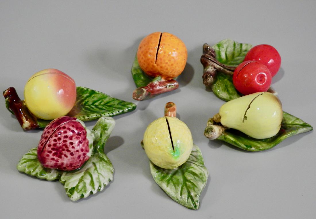 Ceramic Fruits Dining Table Place Card Holders Lot of 6: Ceramic Fruits Dining Table Place Card Holders Lot of 6 Approximately from 3 5/16 to 2 1/4 inches.