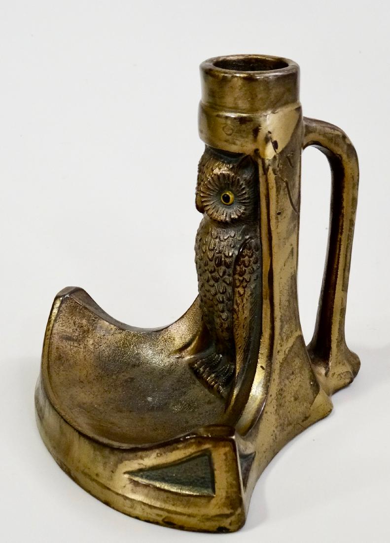 Vintage Owl Chamberstick Ashtray Candle Holder: Vintage Owl Chamberstick Ashtray Candle Holder Candlestick 4 3/4 x 4 3/4 x 4 7/8 inches.