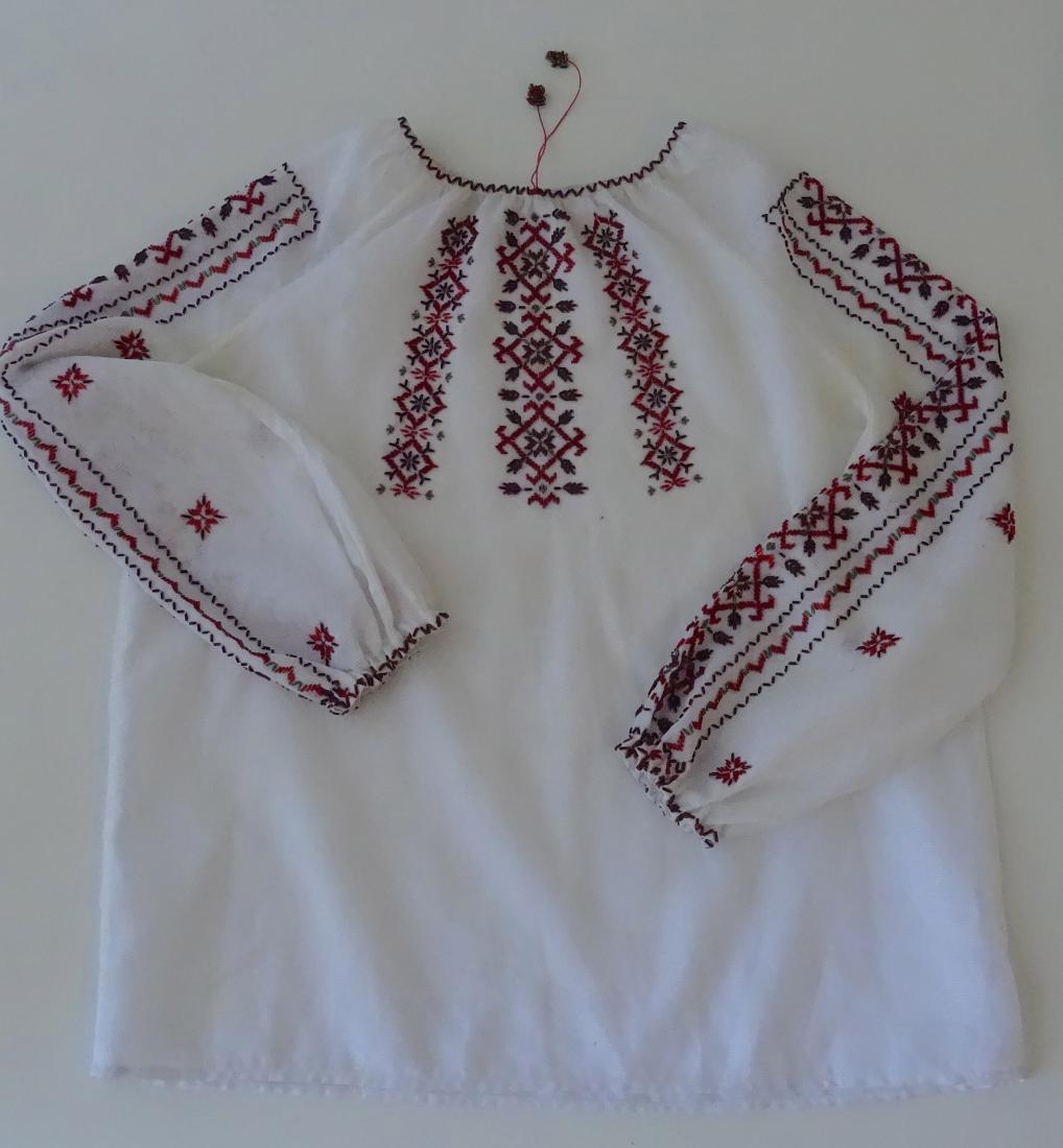 Vintage Russian Glass Bead Embroidered Peasant Shirt: Vintage Russian Glass Bead Embroidered Peasant Shirt Folk Robe Approximately 22 11/16Ó at widest point size approx. Large.