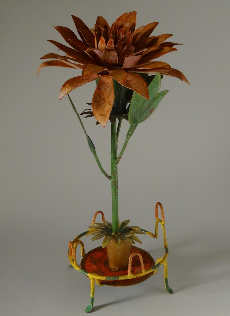 Large Wrought Iron Tole Folk Painted Flower Candlestick (1 of 6)