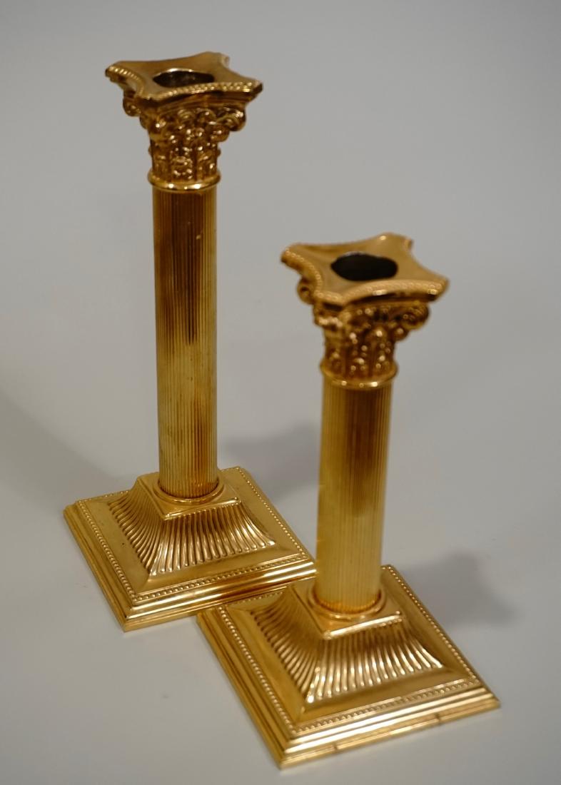 Gilded Corinthian Column Candlestick Pair Mid Century (1 of 5)