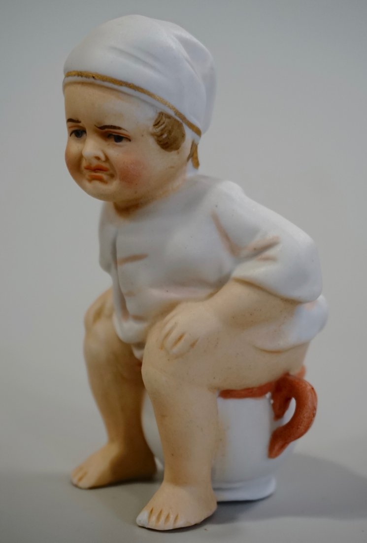 Chamber Pot Baby German Bisque Porcelain Figurine c 190 (1 of 7)