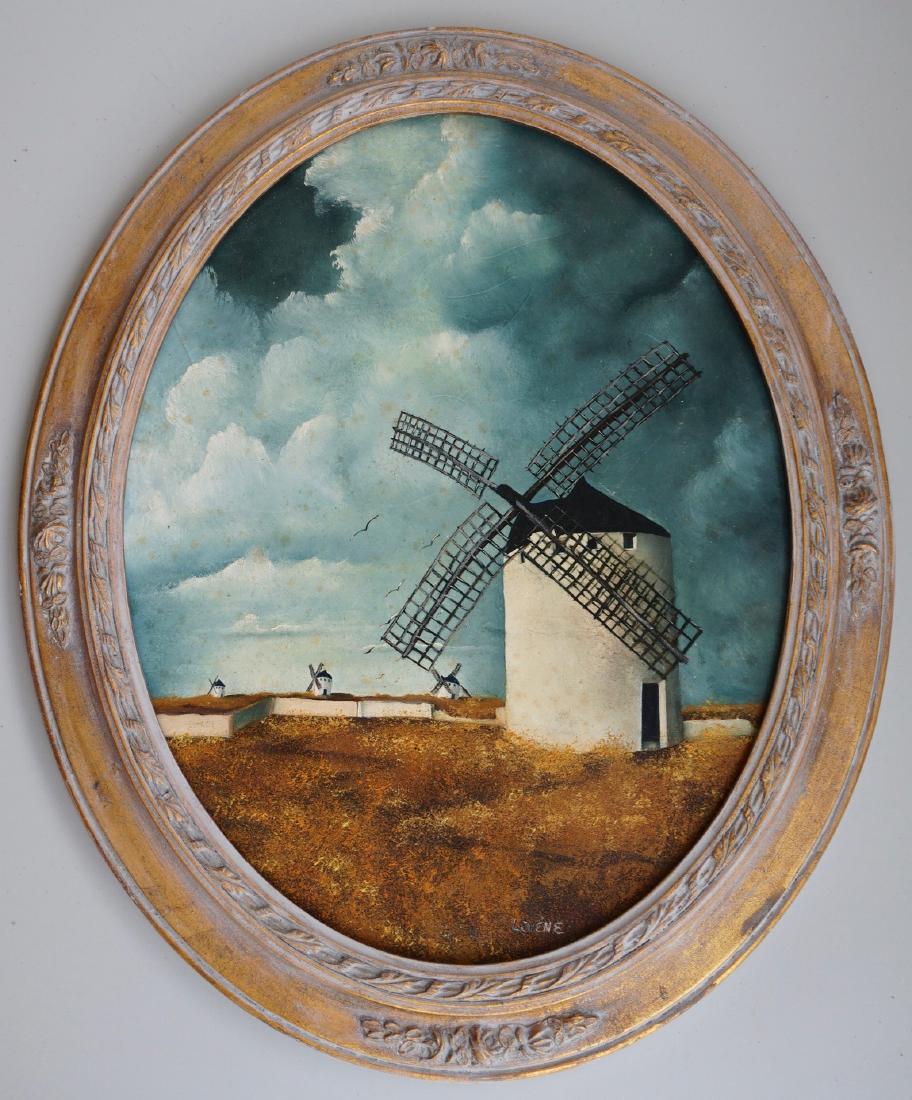 Dutch Windmill Vintage Oval Painting Framed (1 of 6)