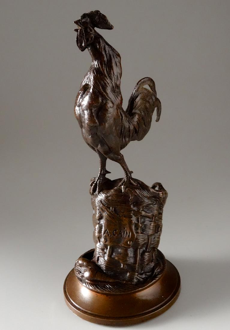 Antique French Cain Bronze Rooster Desktop Pen Holder (1 of 8)