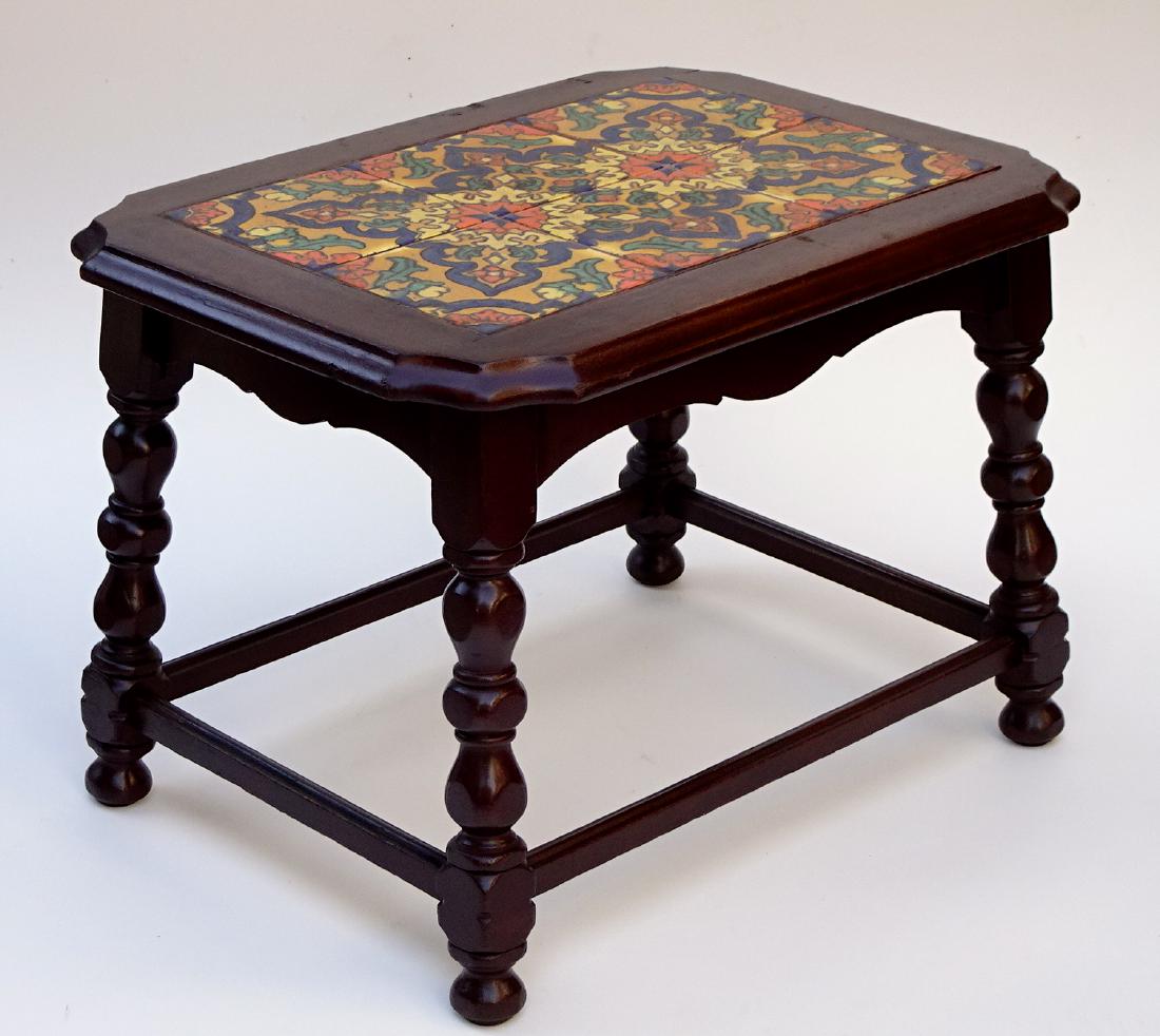 Vintage Californian Mission Art and Craft Taylor Tile: Vintage Californian Mission Art and Craft Taylor Tile Table Approximately 24 x 17 1/2 x 17 inches tall.