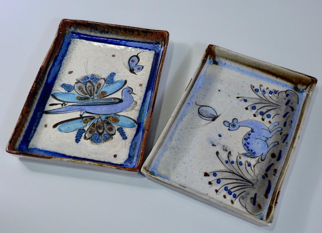 Mexican Glazed Pottery Ceramic Tray Signed Lot of 2 (1 of 5)