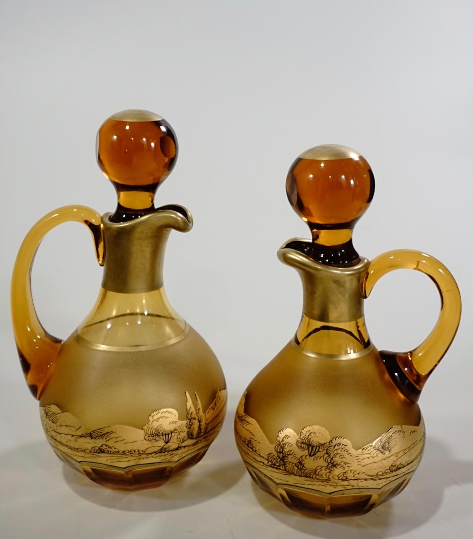 Moser Bohemian Gilt Decorated Amber Glass Bottles Haida (1 of 12)