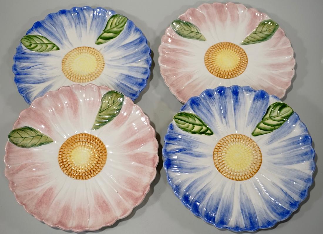 Italian Pottery Flower Plate Lot of 4 Embossed Ceramic (1 of 3)