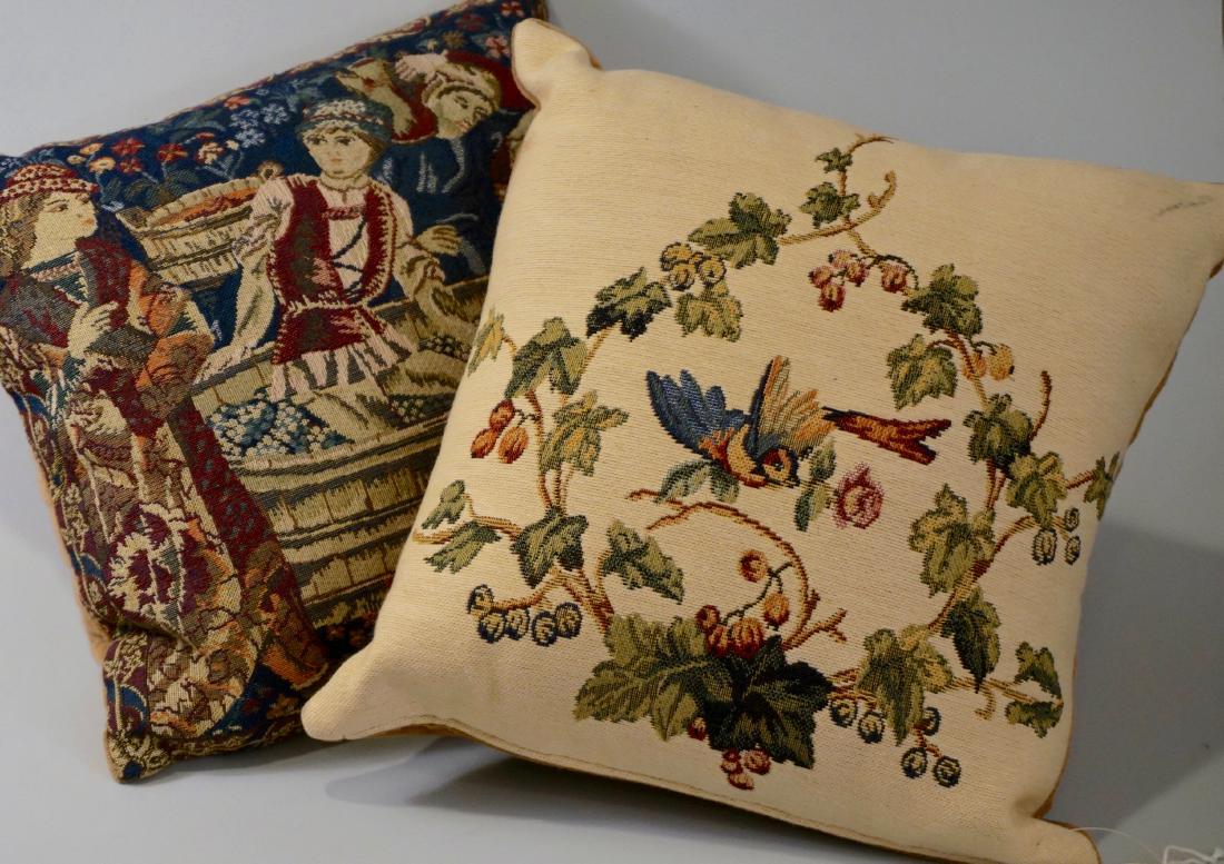 Lot of 2 Designer Tapestry Pillows Bird Renaissance (1 of 5)