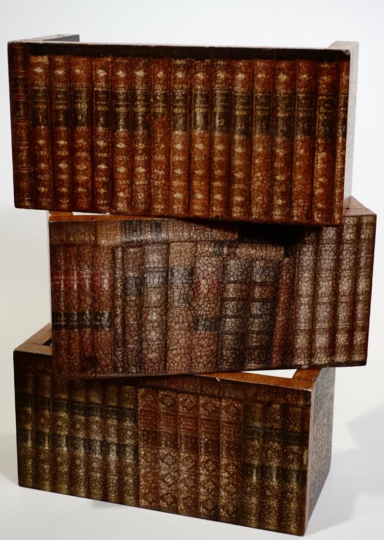 Italian Faux Book Shelf Hide Folding Tray Lot of 3 (1 of 5)