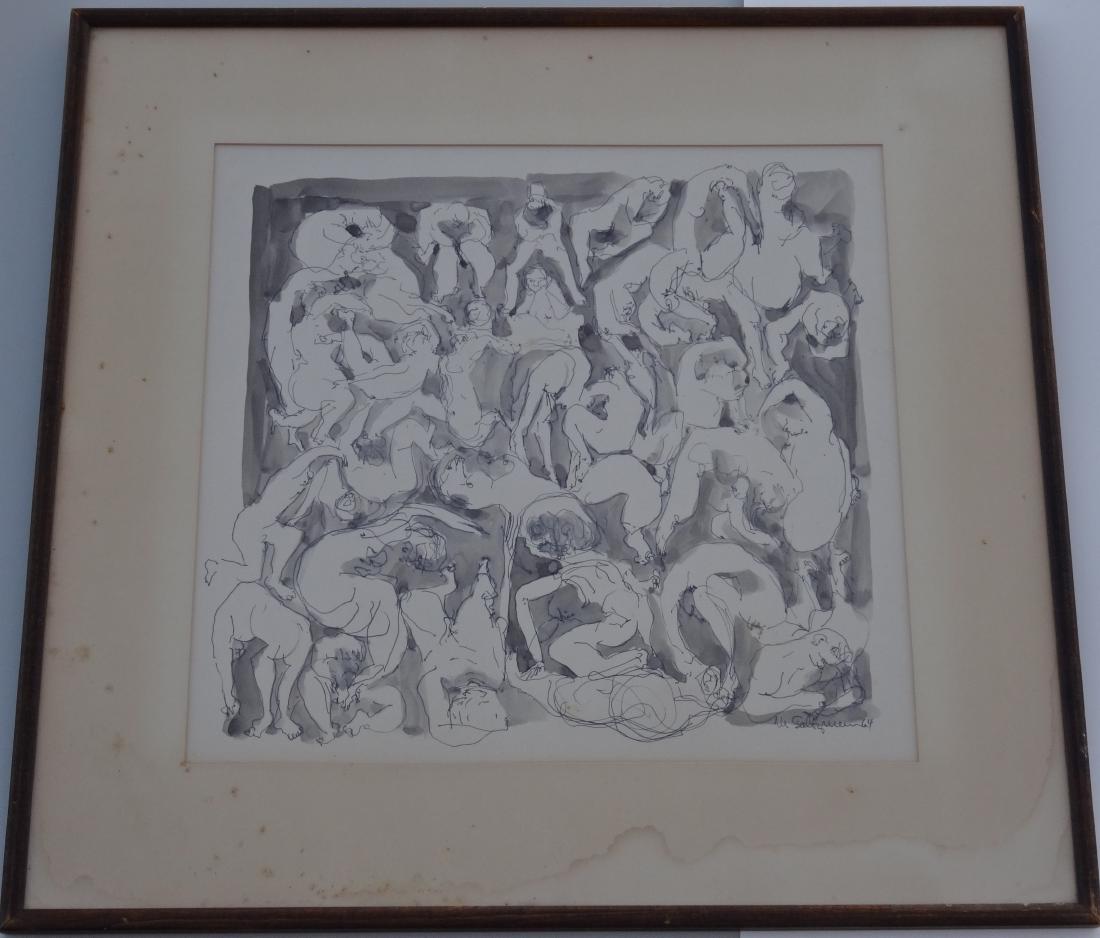 Vintage Abstract Erotic Print c 1964 Mid Century: Vintage Abstract Erotic Print c 1964 Mid Century Approximately 24 3/4" x 23 5/8" framed. Actual image is approximately 16 3/4" x 16 3/4".