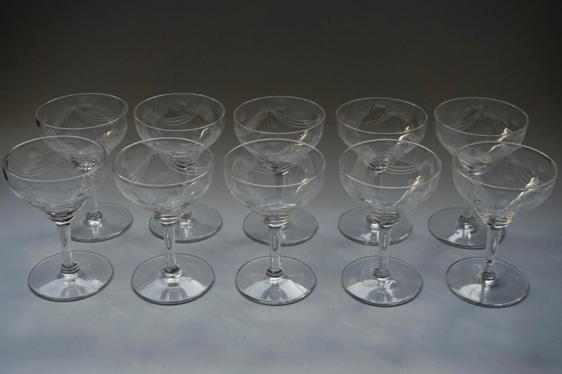 Art Deco Cut Glass Stemware Lot of 10 Sherbet Coupes (1 of 6)
