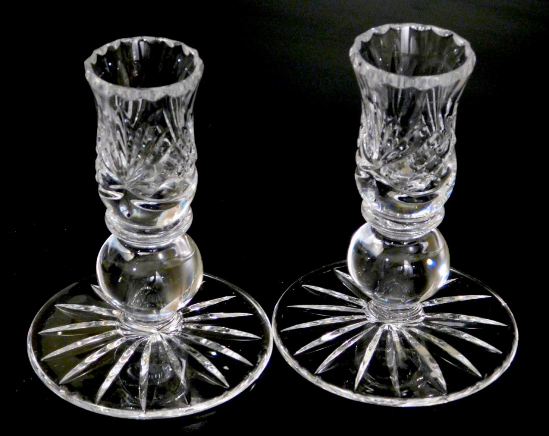 Pair Ball Cut Glass Candlesticks Candleholders (1 of 3)
