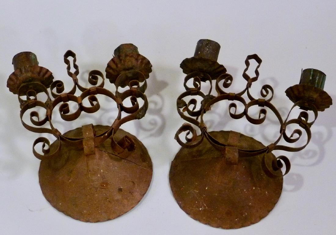 Primitive Folk Tin Scroll Candle Wall Sconces Pair (1 of 5)