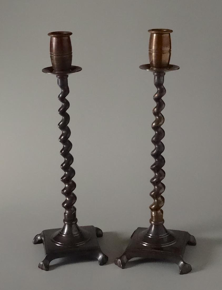 Barley Twist Brass Candle Sticks Candle Holder Pair (1 of 5)