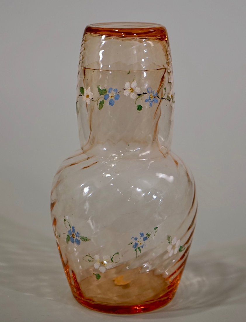 Art Deco Pink Spiral Bedside Tumble Up Carafe Vintage G (1 of 5)